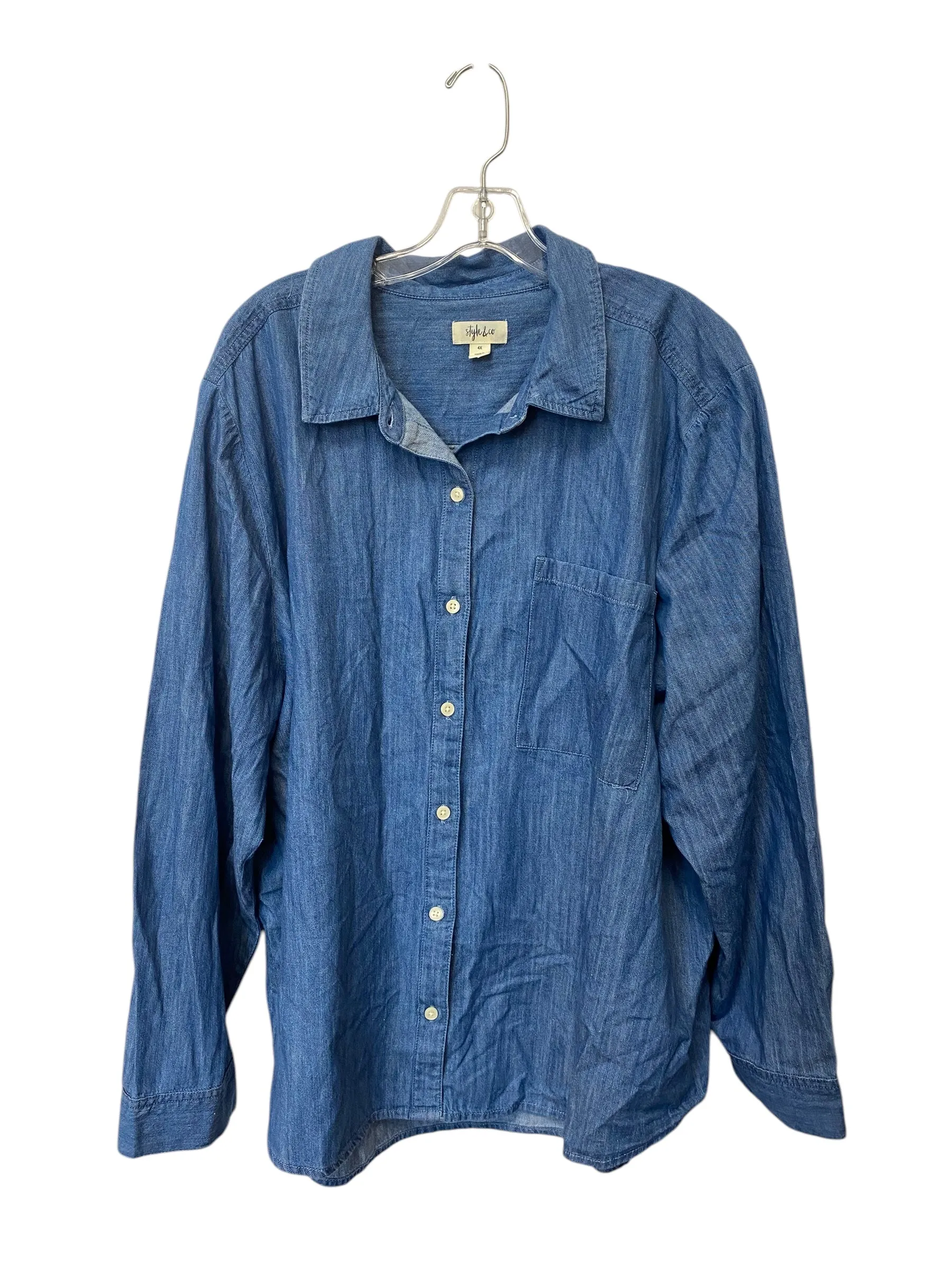Top Long Sleeve By Style And Company In Blue, Size: 4x
