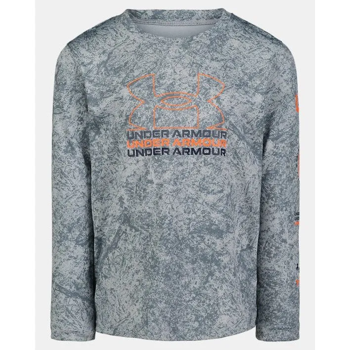 Under Armour Boys' UA Printed Long Sleeve Tee - Gravel