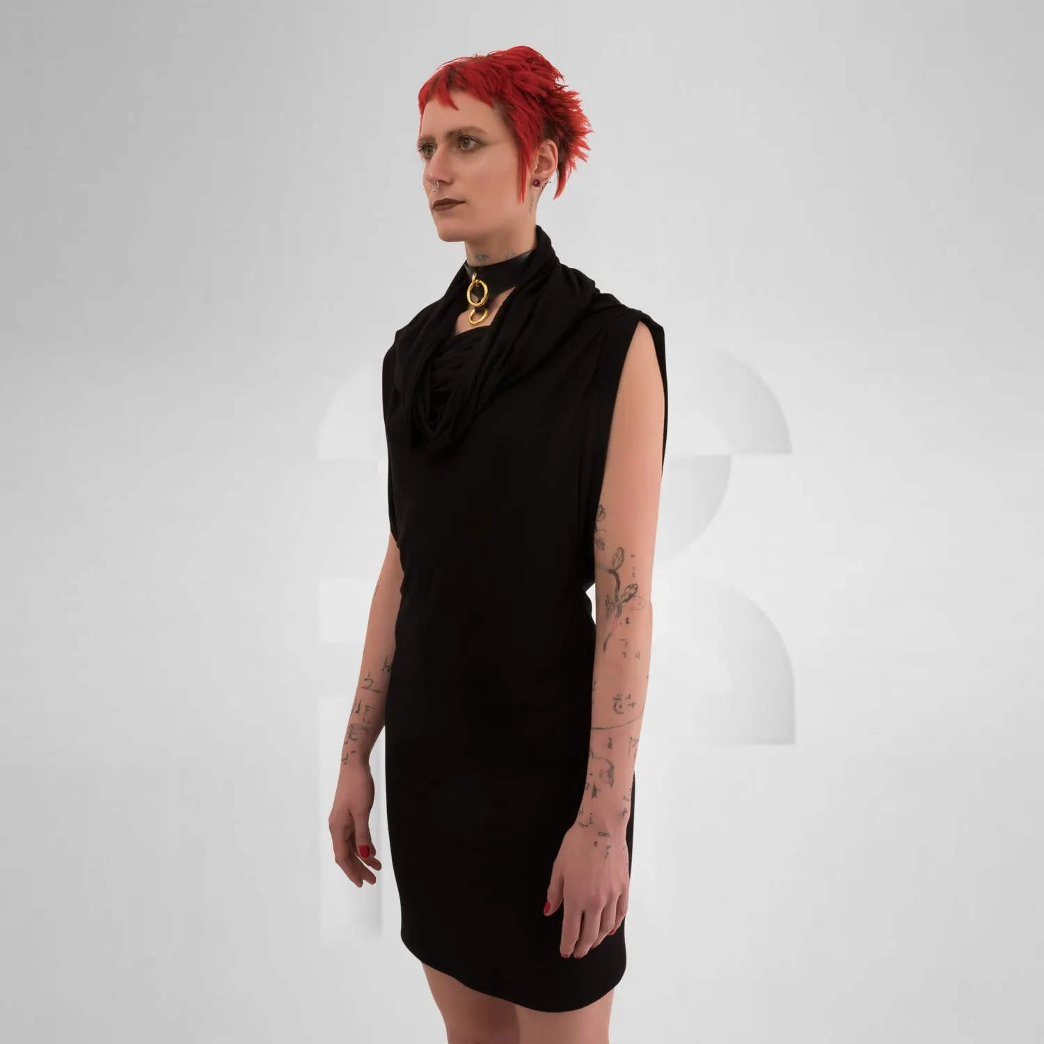 Versatile Cowl-Collar Dress