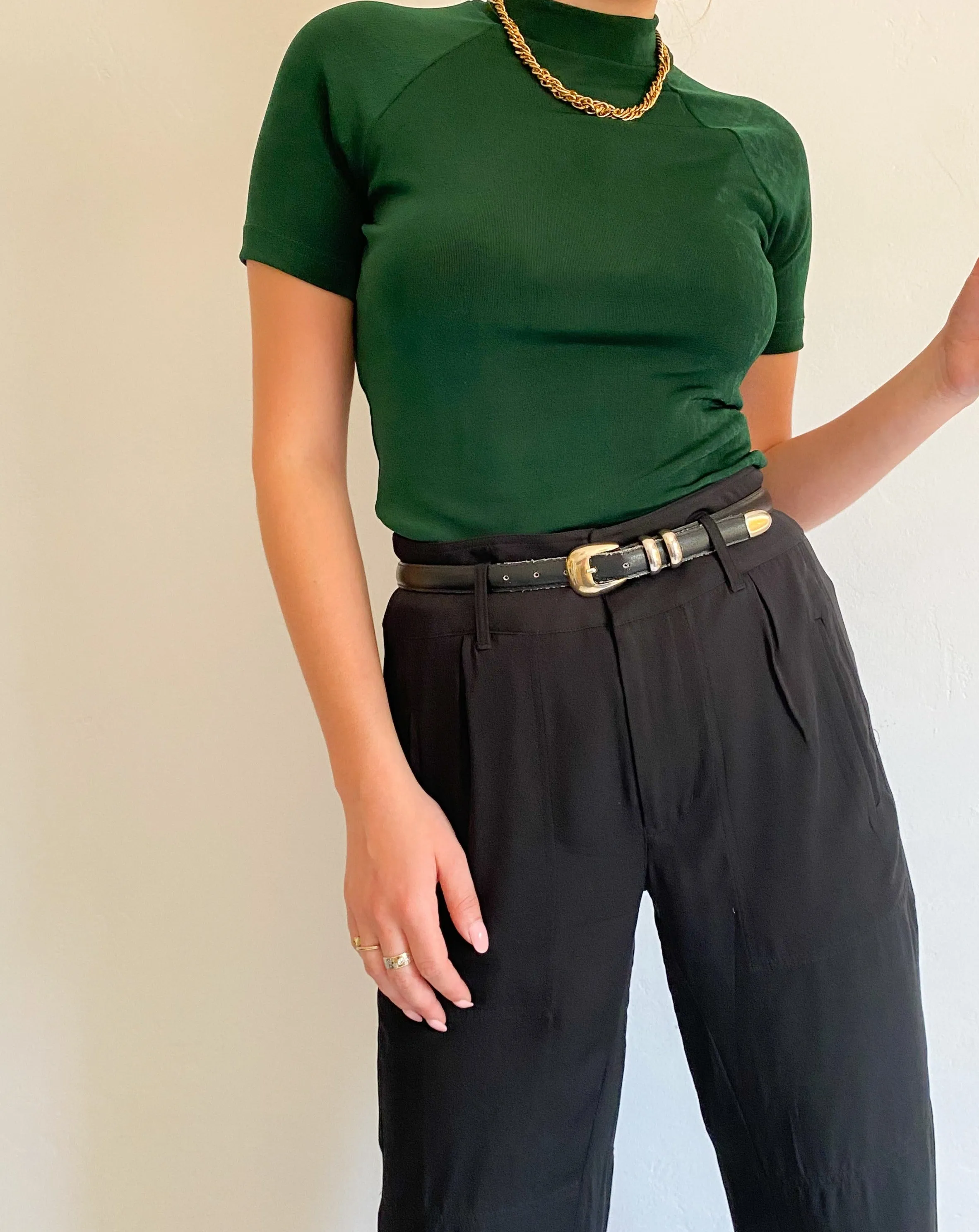 Vintage 90s Green Short Sleeve Turtleneck