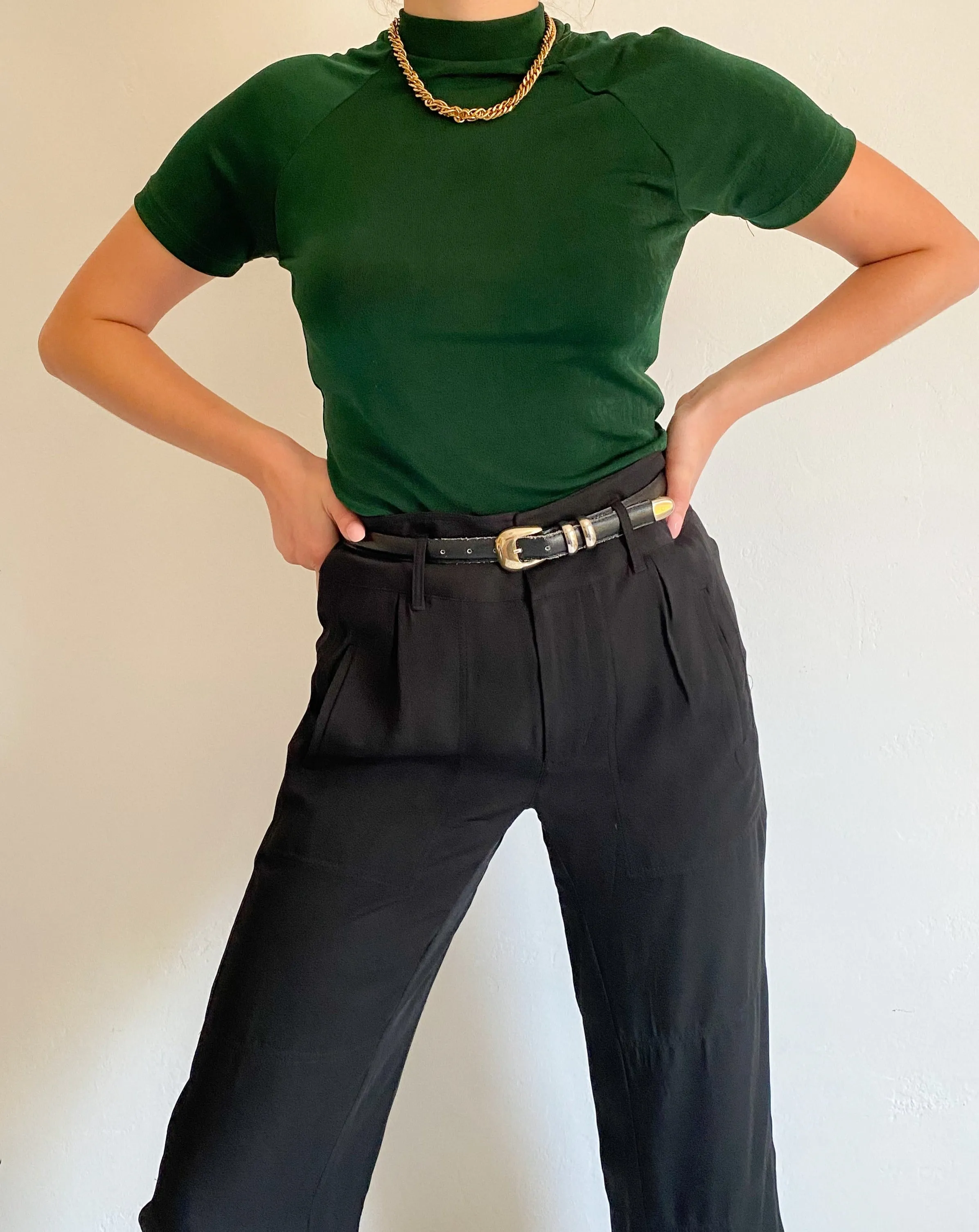 Vintage 90s Green Short Sleeve Turtleneck