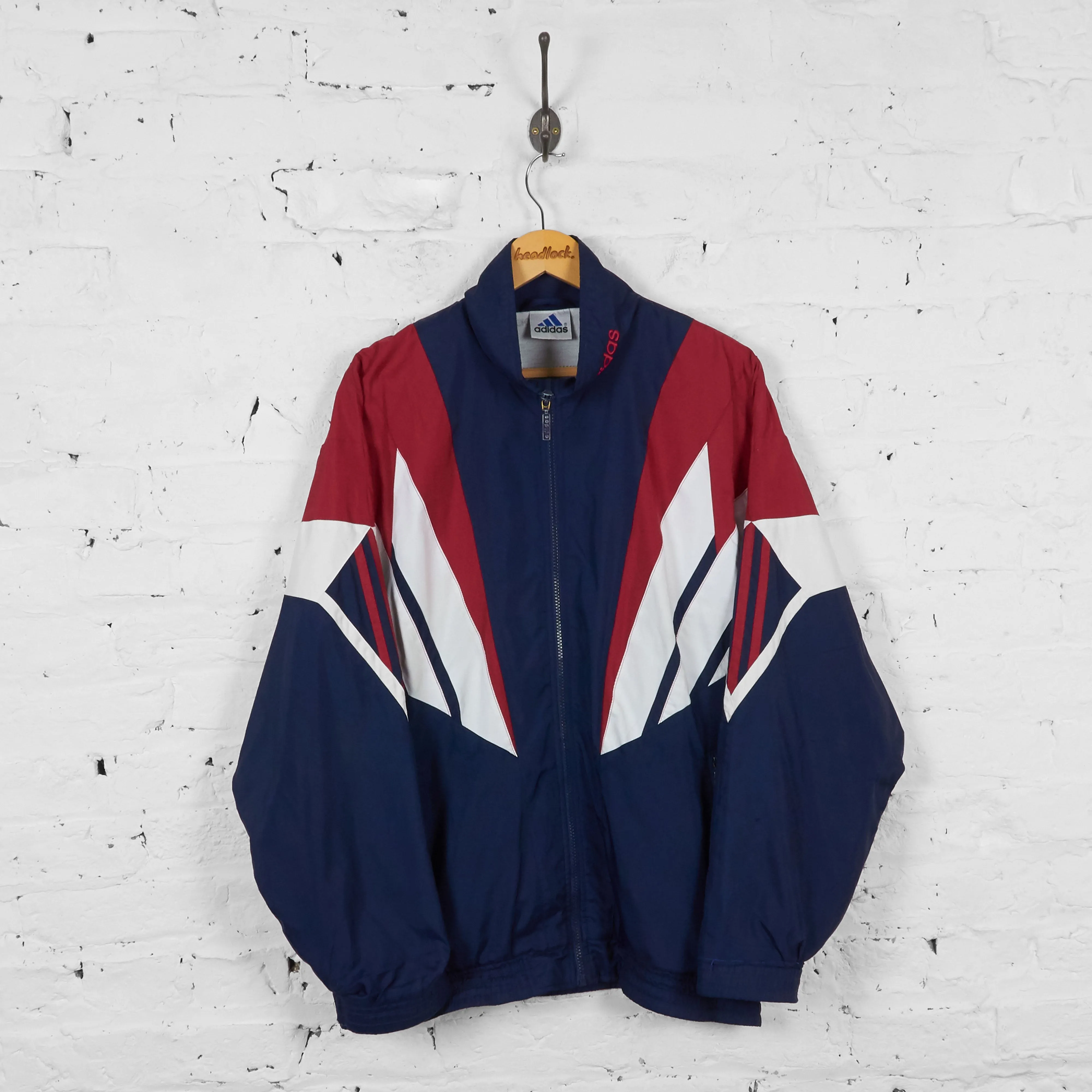 Vintage Adidas Shell Jacket - Navy/Red - L