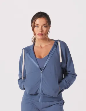 Vintage Oversized Zip Up: Washed Blue