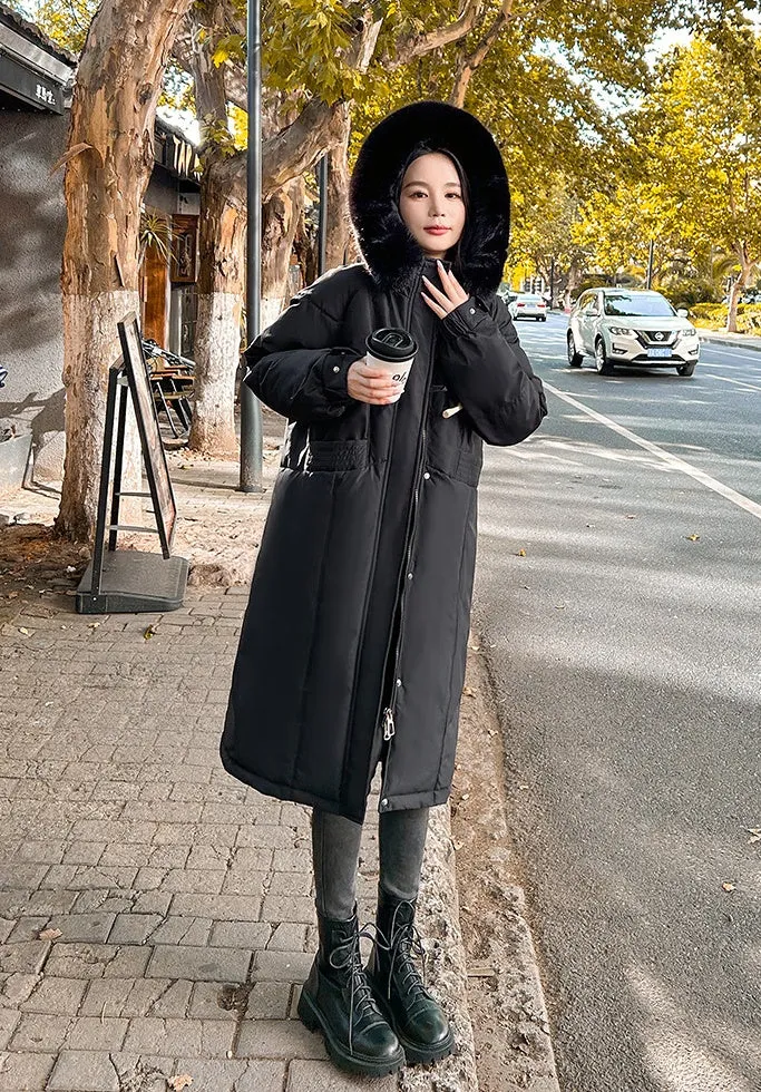 Water-resistant Calf-length Puffer Coat for a Trendy Look