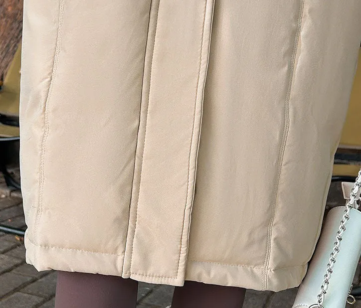 Water-resistant Calf-length Puffer Coat for a Trendy Look