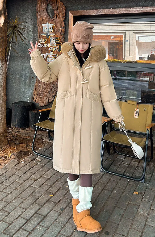 Water-resistant Calf-length Puffer Coat for a Trendy Look