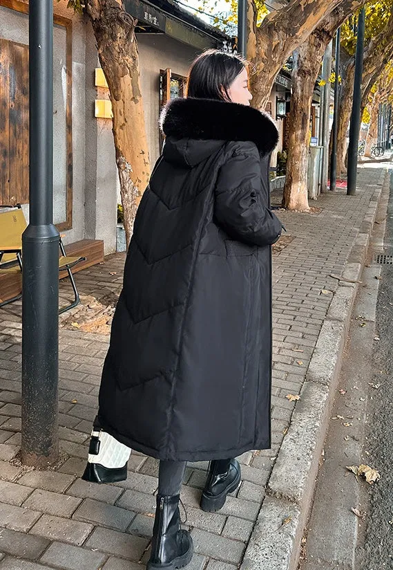 Water-resistant Calf-length Puffer Coat for a Trendy Look