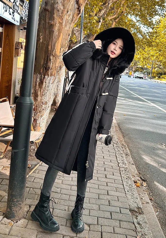 Water-resistant Calf-length Puffer Coat for a Trendy Look