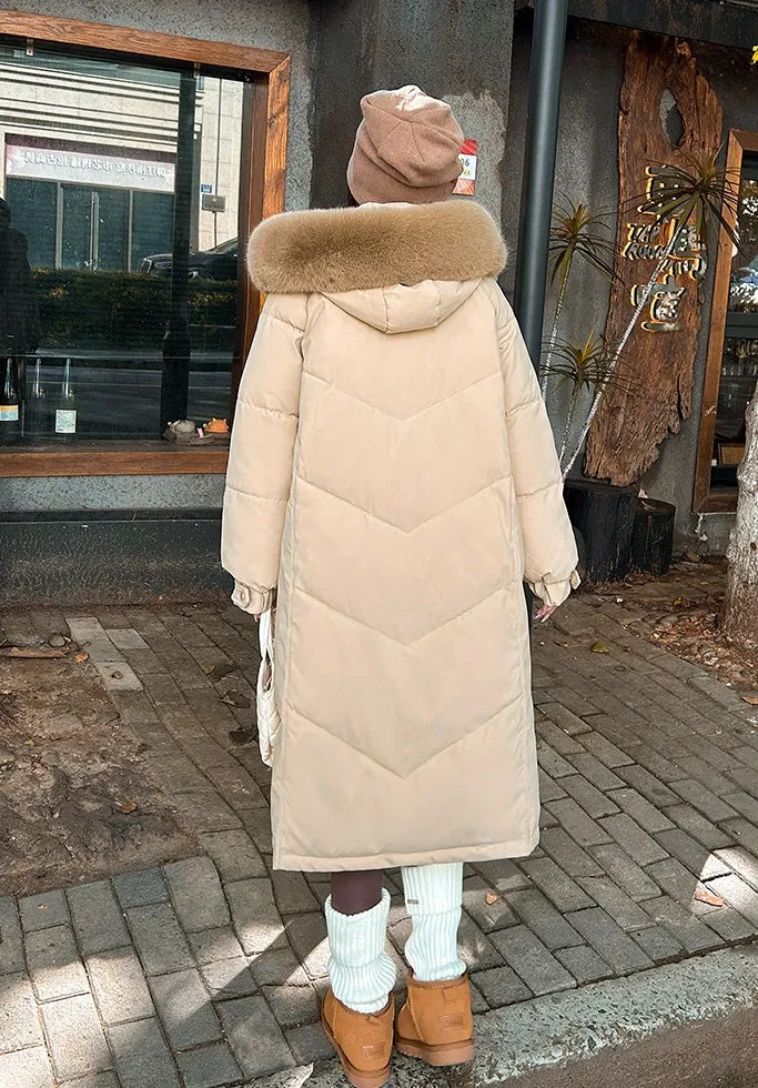 Water-resistant Calf-length Puffer Coat for a Trendy Look
