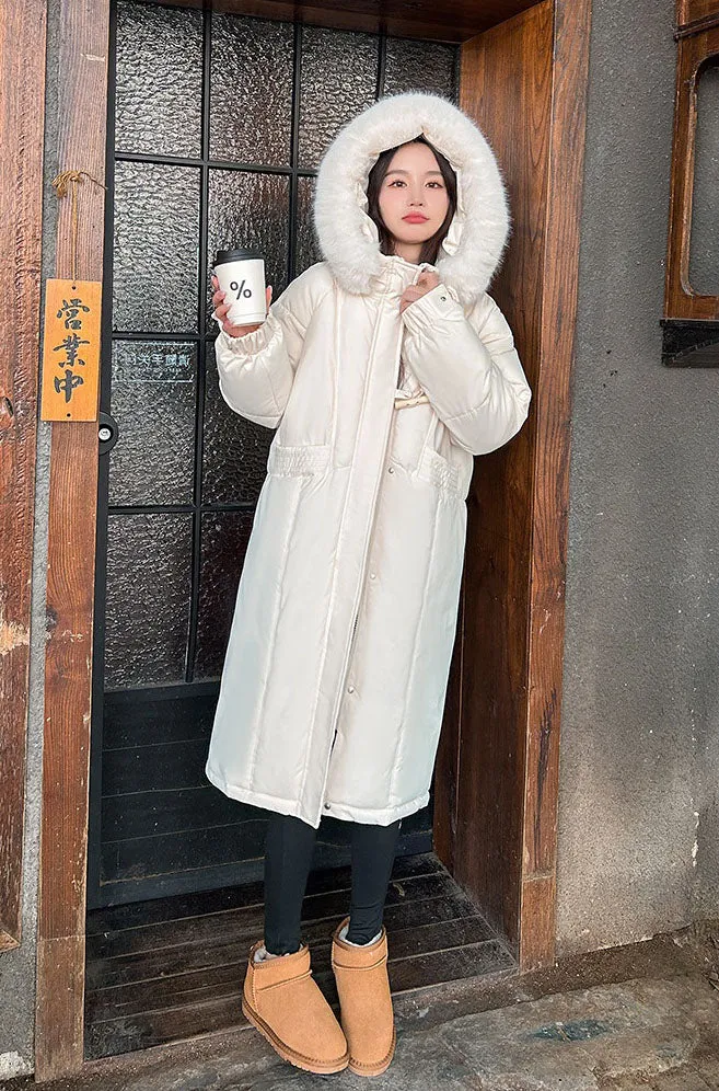 Water-resistant Calf-length Puffer Coat for a Trendy Look
