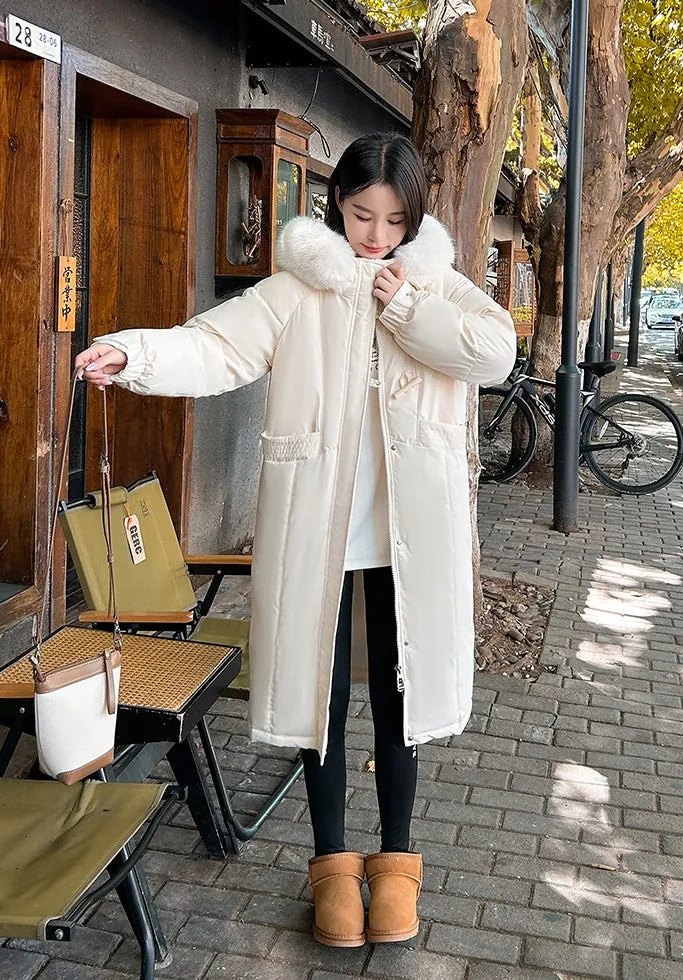 Water-resistant Calf-length Puffer Coat for a Trendy Look