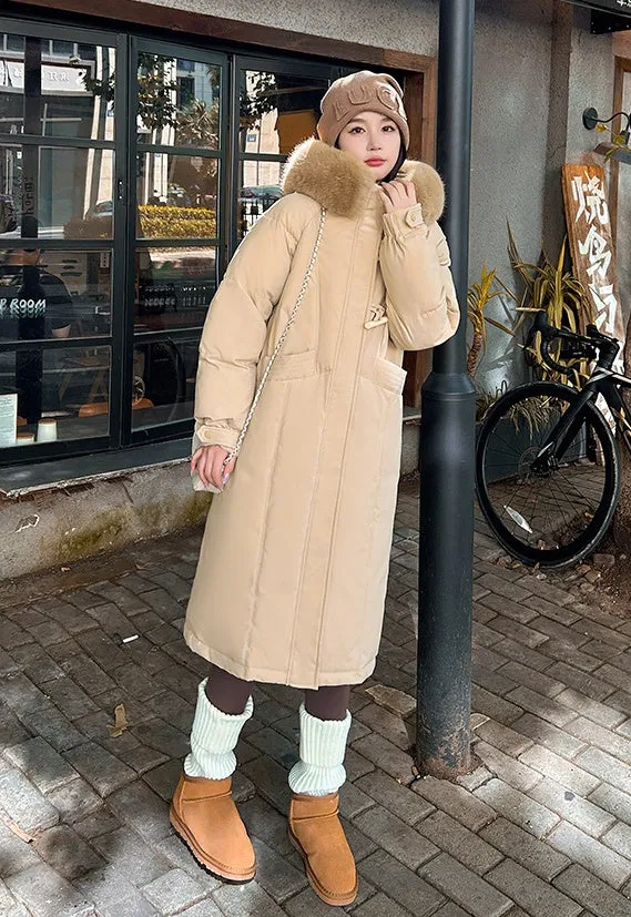 Water-resistant Calf-length Puffer Coat for a Trendy Look