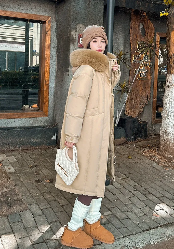 Water-resistant Calf-length Puffer Coat for a Trendy Look