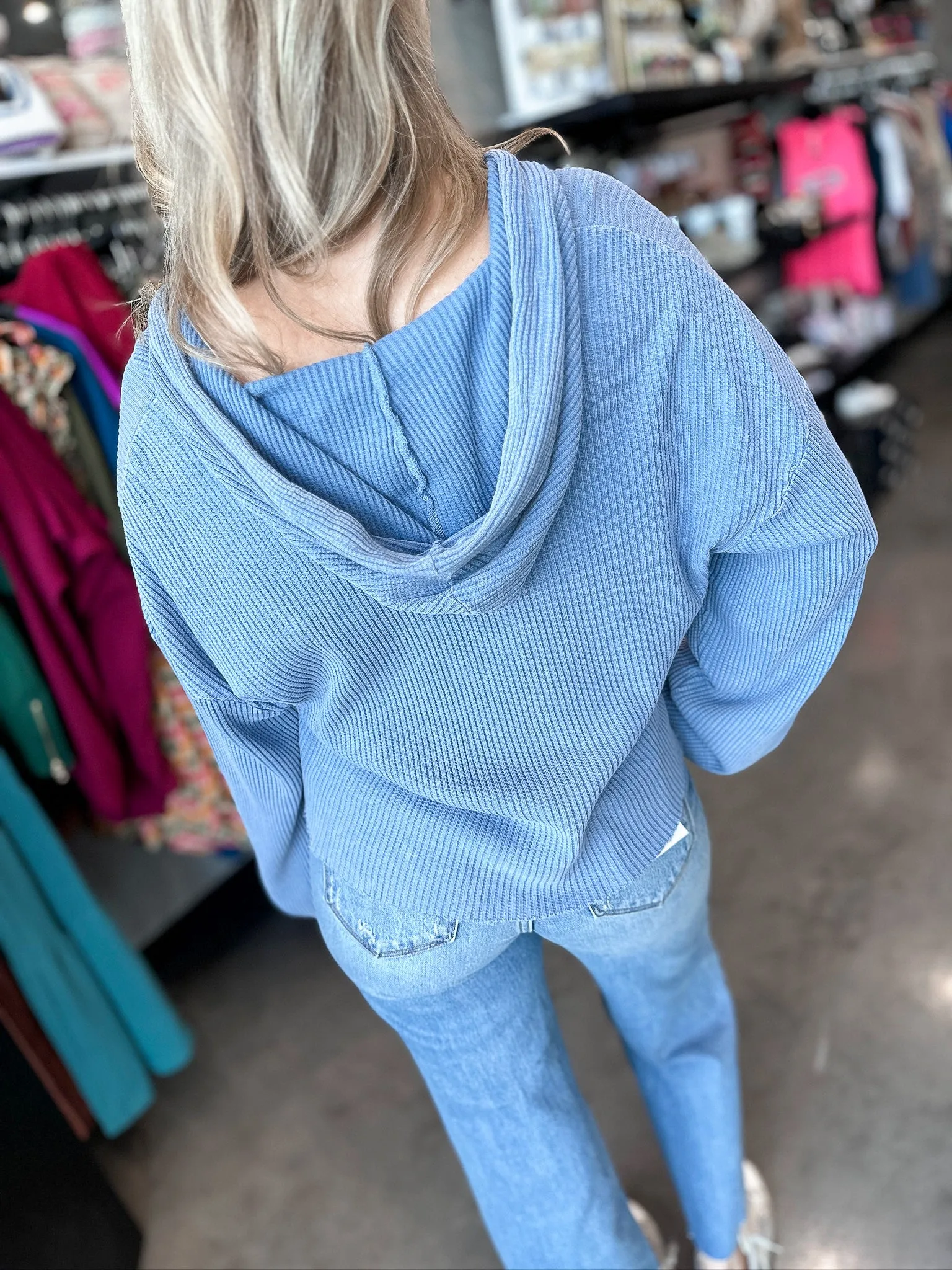 Wavy Drawstring Hoodie Sweater