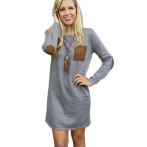 Women Long Sleeve Long Tops Jumper Pullover Sweatshirt Mini Dress