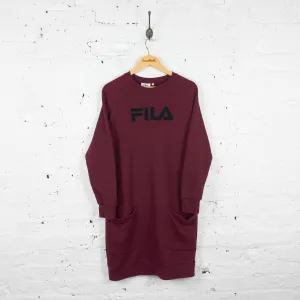 Womens Fila Sweatshirt Dress  - Maroon - L