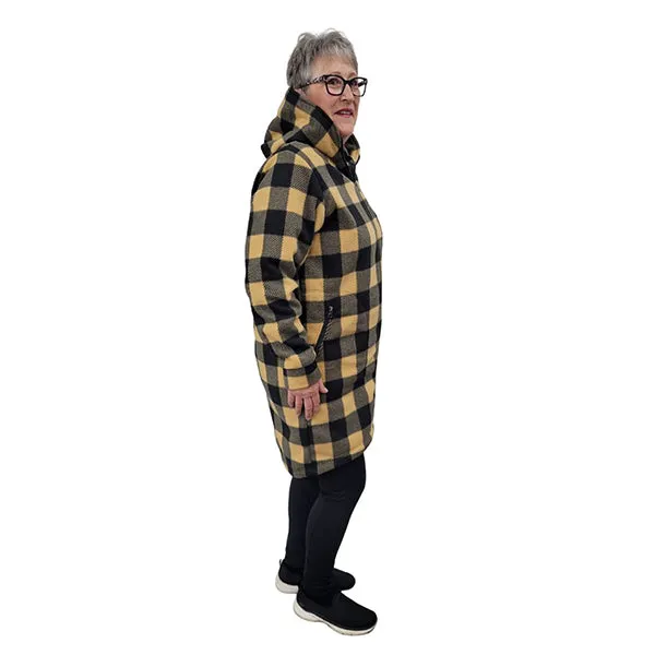WOMEN'S HOODED ZIP TUNIC BUFFALO CHECK TAN