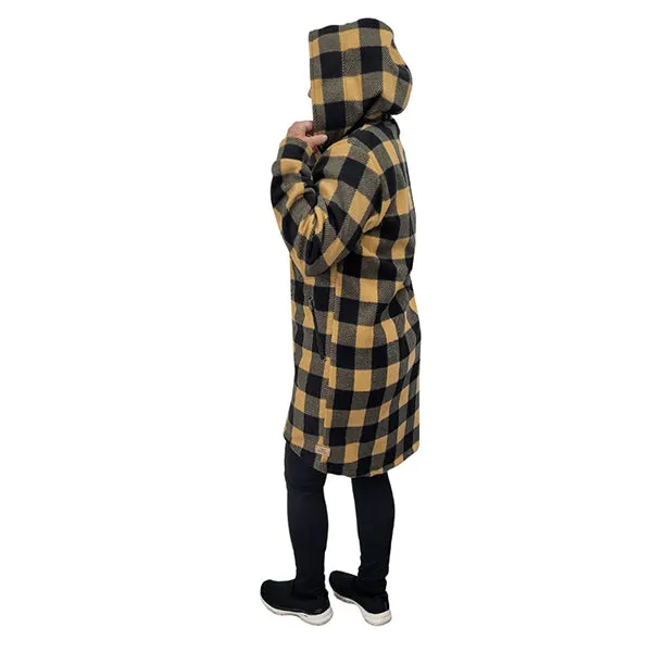 WOMEN'S HOODED ZIP TUNIC BUFFALO CHECK TAN