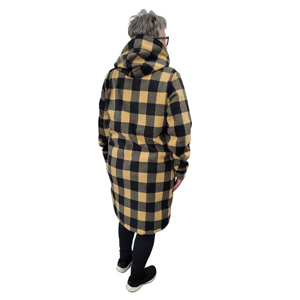 WOMEN'S HOODED ZIP TUNIC BUFFALO CHECK TAN