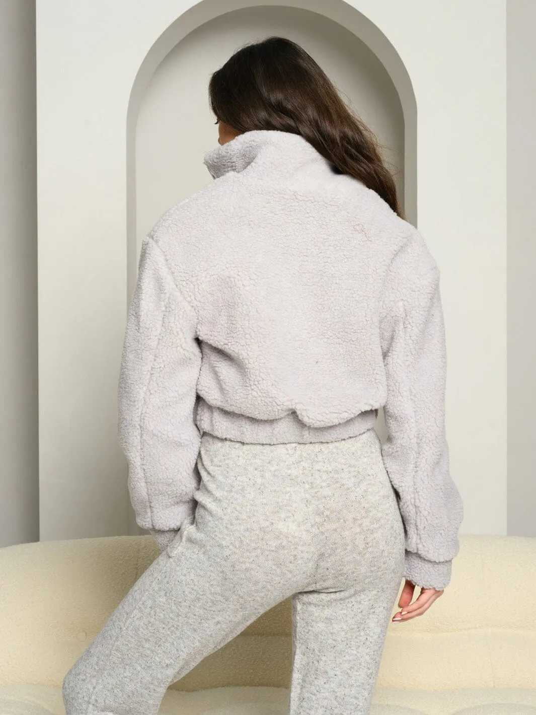 WOMEN'S LONG SLEEVE FUZZY ZIP UP PULLOVER JACKET