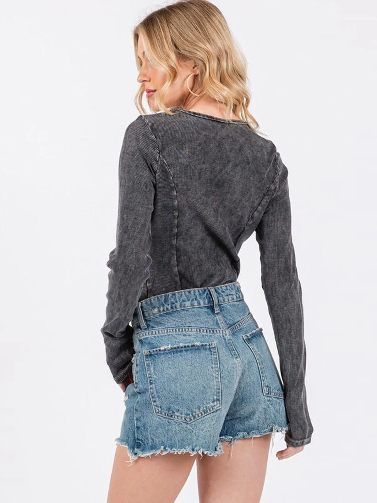 WOMEN'S LONG SLEEVE WASHED BODYSUIT