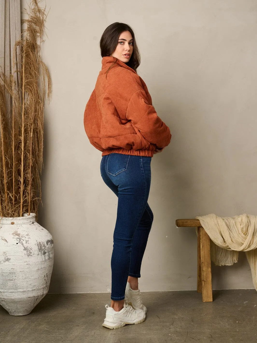 WOMEN'S LONG SLEEVE ZIP UP POCKETS JACKET
