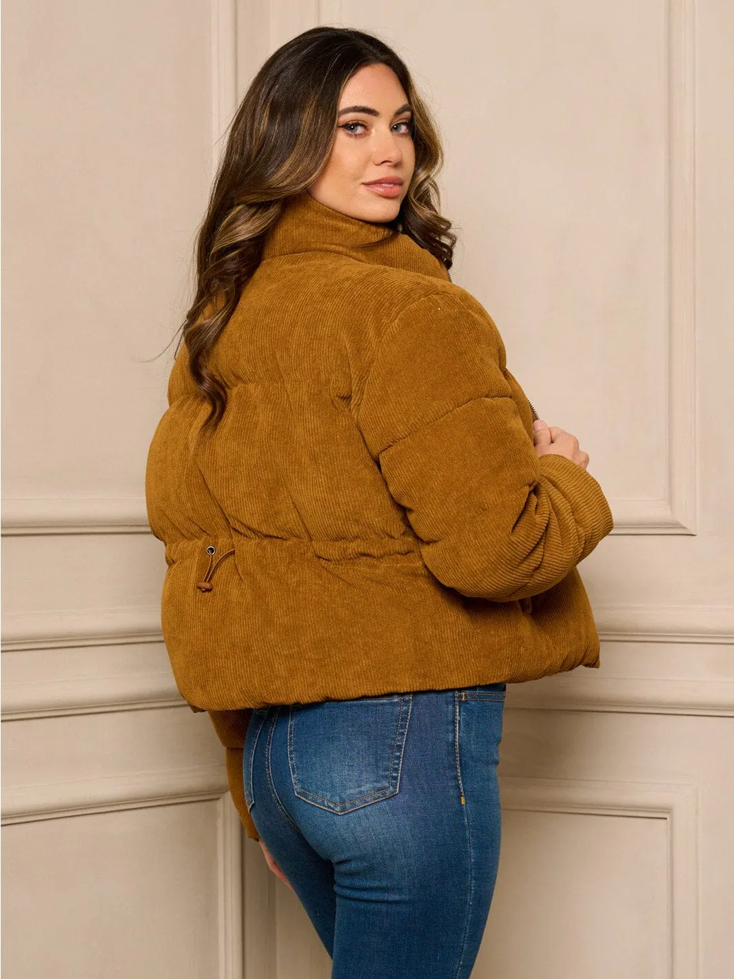 WOMEN'S LONG SLEEVE ZIP UP POCKETS PUFFER JACKET