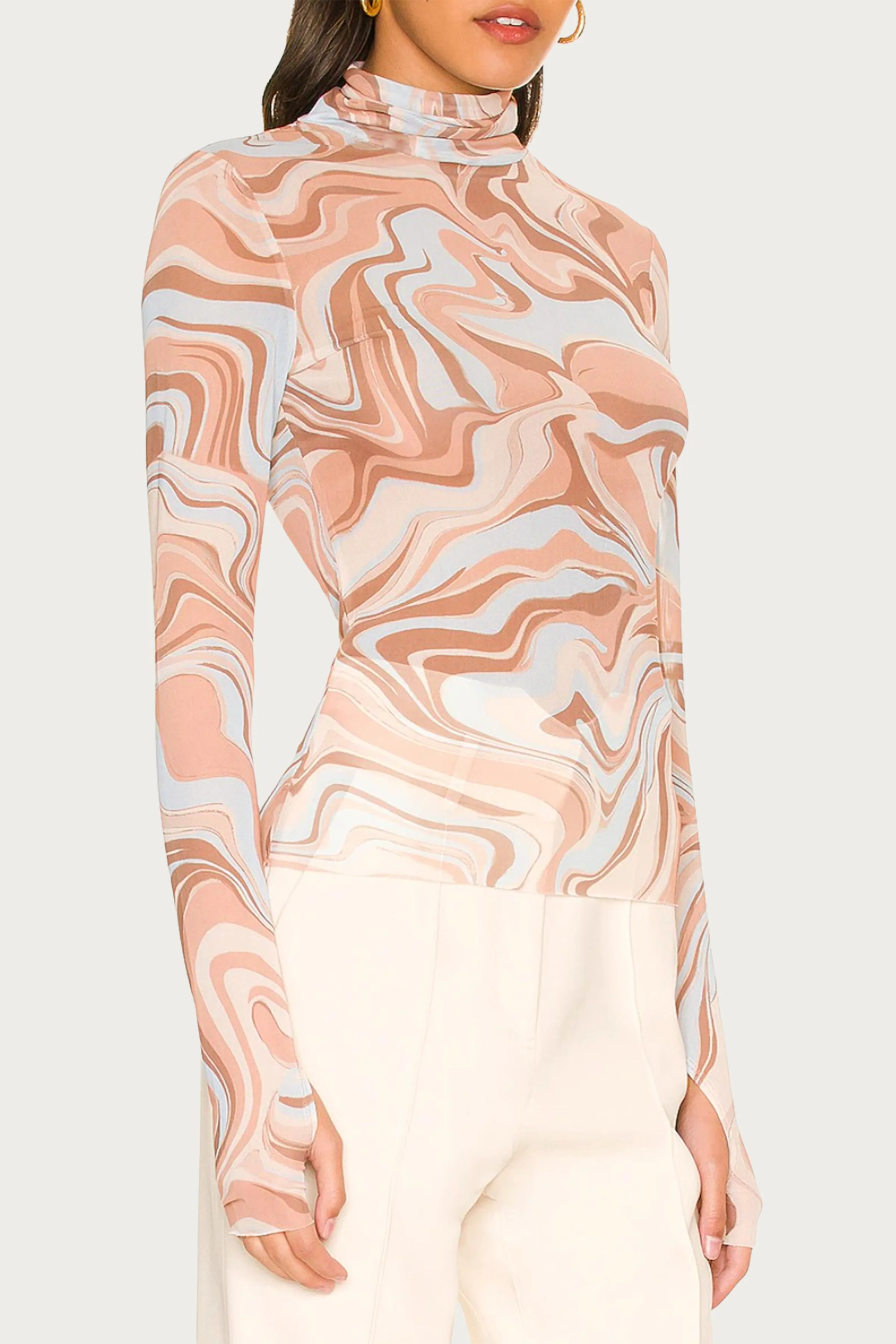ZADIE POWER MESH TURTLENECK TOP