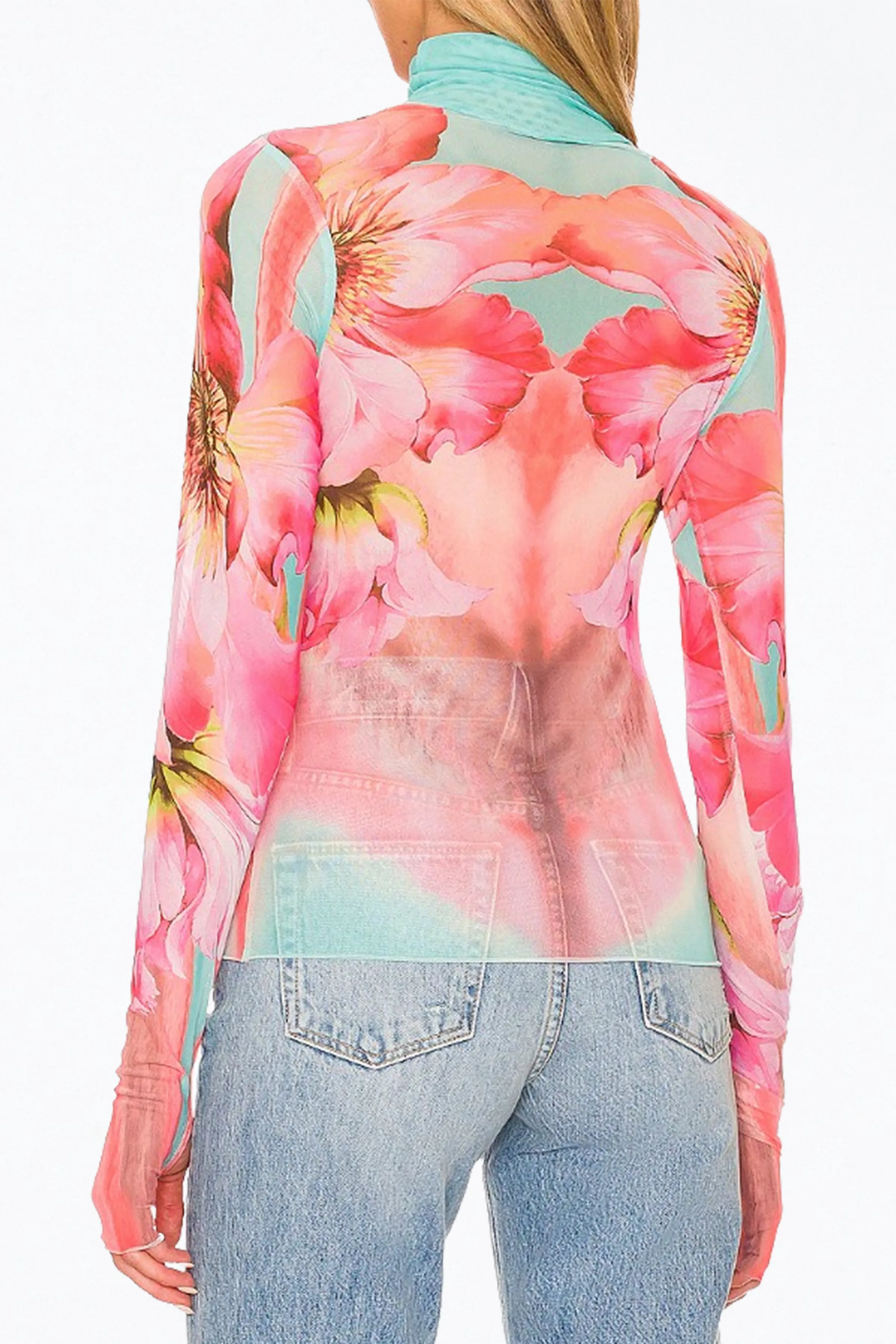 ZADIE POWER MESH TURTLENECK TOP