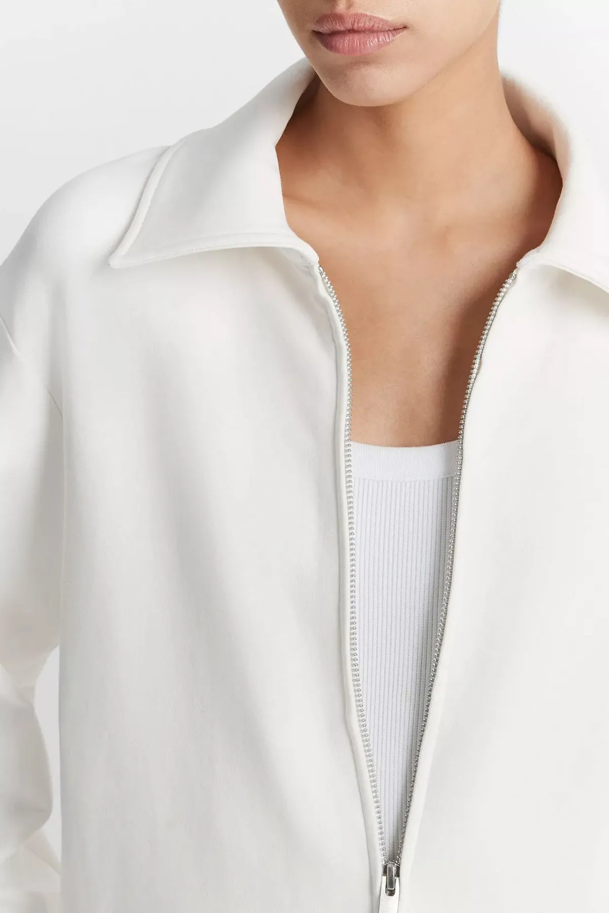 Zip-Up Collared Jacket in Off White