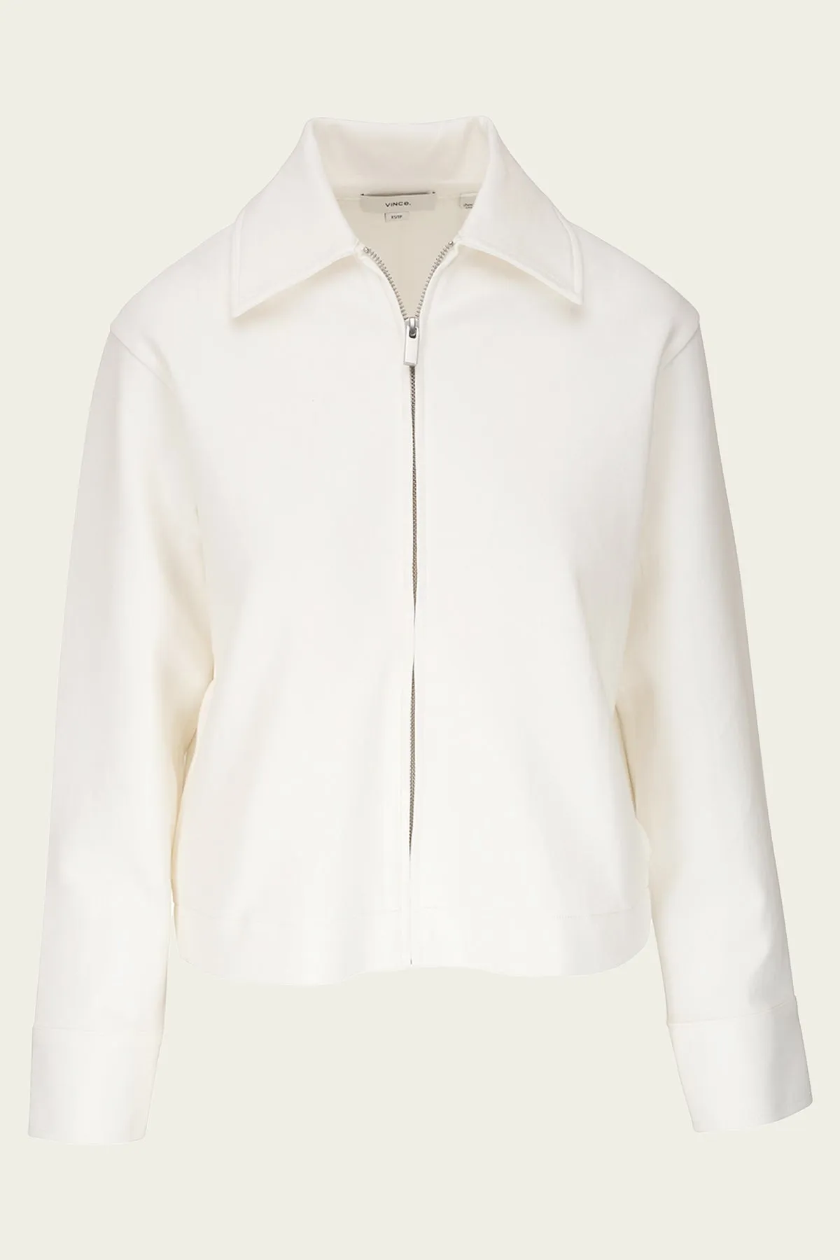 Zip-Up Collared Jacket in Off White