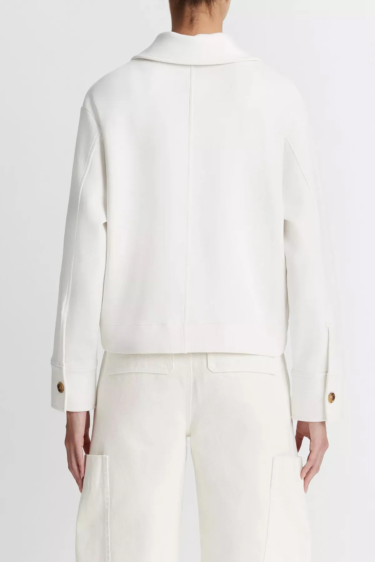 Zip-Up Collared Jacket in Off White